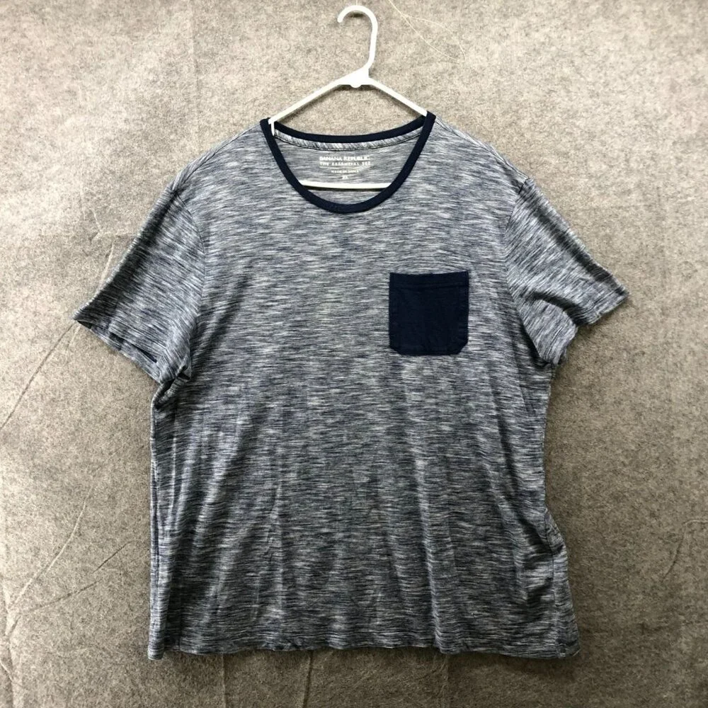 Banana Republic Essential Tee‎ Men XL Blue Short Sleeve T Shirt Heathered